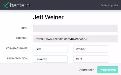 Hanta LinkedIn Extension  from Chrome web store to be run with OffiDocs Chromium online