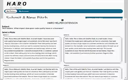 HARO Helper  from Chrome web store to be run with OffiDocs Chromium online