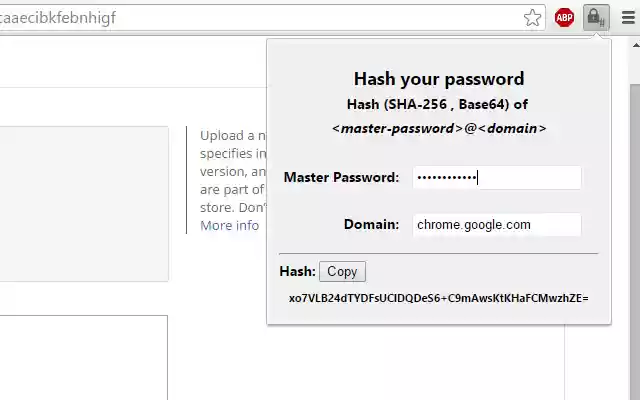 Hash your password  from Chrome web store to be run with OffiDocs Chromium online