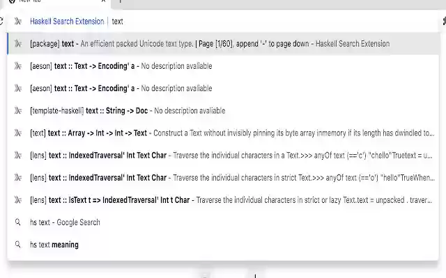 Haskell Search Extension  from Chrome web store to be run with OffiDocs Chromium online