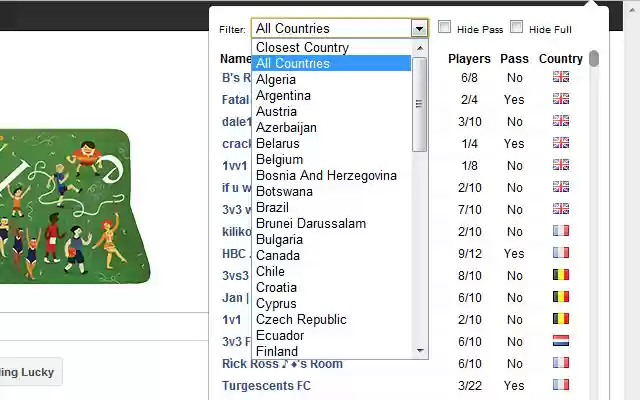 Haxball Roomlist  from Chrome web store to be run with OffiDocs Chromium online