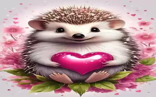 Hedgehog and heart wallpaper  from Chrome web store to be run with OffiDocs Chromium online