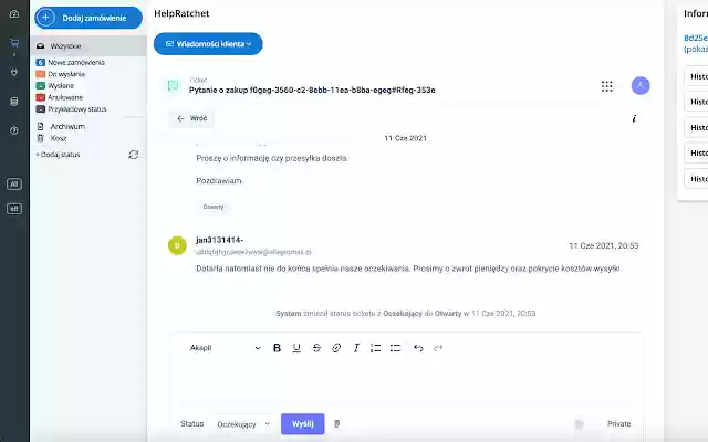 HelpRatchet HelpDesk for BaseLinker  from Chrome web store to be run with OffiDocs Chromium online