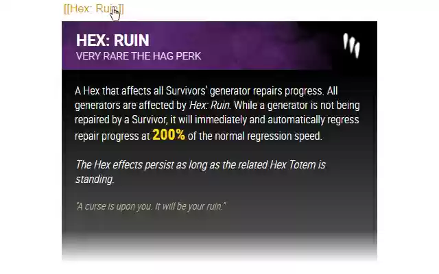 Hex: Tooltip Tooltips for Dead By Daylight from Chrome web store to be run with OffiDocs Chromium online Hex: Tooltip Tooltips for Dead By Daylight from Chrome web store to be run with OffiDocs Chromium online