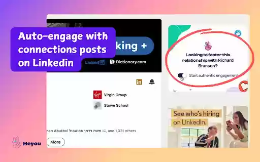 Heyou for Linkedin | Auto Like on Linkedin  from Chrome web store to be run with OffiDocs Chromium online