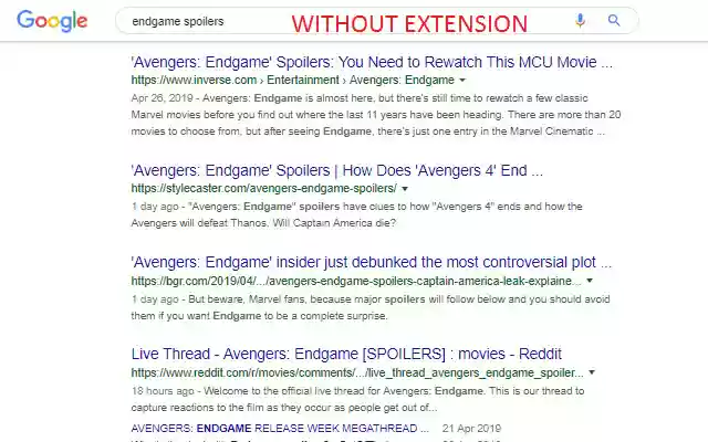Hide Avengers:Endgame Spoilers  from Chrome web store to be run with OffiDocs Chromium online