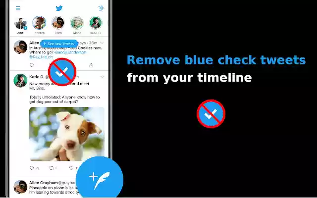 Hide Blue Checks  from Chrome web store to be run with OffiDocs Chromium online