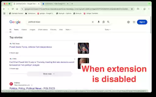 Hide Google News Tab and Top Stories from Chrome web store to be run with OffiDocs Chromium online Hide Google News Tab and Top Stories from Chrome web store to be run with OffiDocs Chromium online