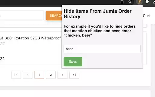 Hide Items From Jumia Order History  from Chrome web store to be run with OffiDocs Chromium online
