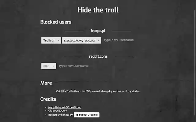 Hide the troll  from Chrome web store to be run with OffiDocs Chromium online