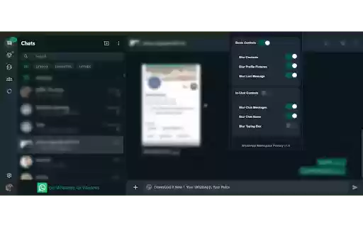 Hide WhatsApp  from Chrome web store to be run with OffiDocs Chromium online