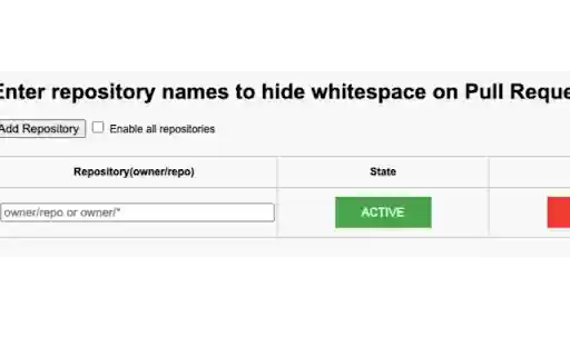 Hide Whitespace on Github PR from Chrome web store to be run with OffiDocs Chromium online Hide Whitespace on Github PR from Chrome web store to be run with OffiDocs Chromium online