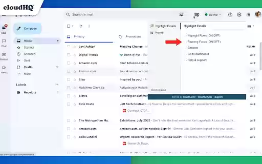 Highlight Emails in Gmail by cloudHQ  from Chrome web store to be run with OffiDocs Chromium online