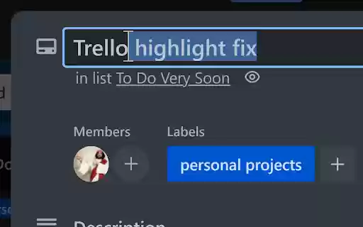 Highlight Fix for Trello from Chrome web store to be run with OffiDocs Chromium online Highlight Fix for Trello from Chrome web store to be run with OffiDocs Chromium online