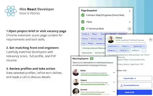 Hire React Developer  from Chrome web store to be run with OffiDocs Chromium online