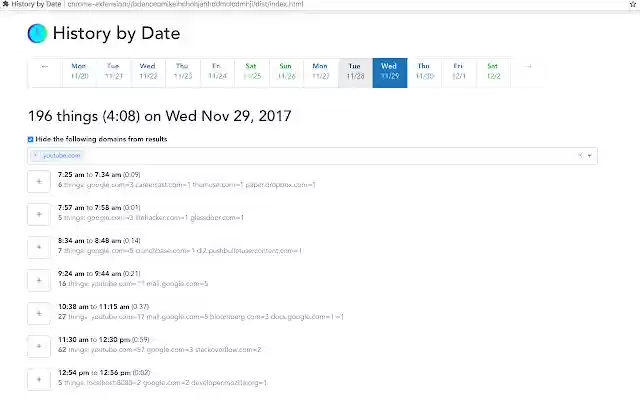 History by Date  from Chrome web store to be run with OffiDocs Chromium online
