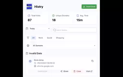 Histry  from Chrome web store to be run with OffiDocs Chromium online