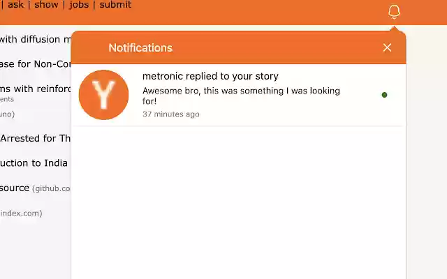 HN Notifier Hacker News Reply Notifications از فروشگاه وب کروم با OffiDocs Chromium به صورت آنلاین اجرا می شود