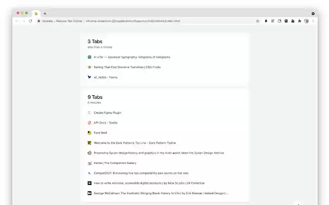 Hoardie Reduce Tab Clutter  from Chrome web store to be run with OffiDocs Chromium online