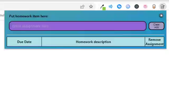 Homework Tracker and Reminder  from Chrome web store to be run with OffiDocs Chromium online