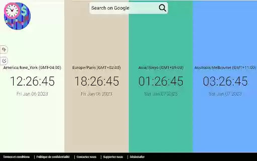 Horloge Mondiale Multifuseaux  from Chrome web store to be run with OffiDocs Chromium online