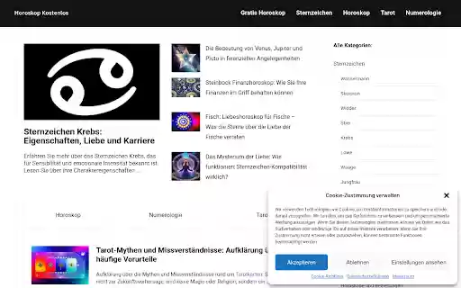 Horoskop kostenlos.de Background  from Chrome web store to be run with OffiDocs Chromium online
