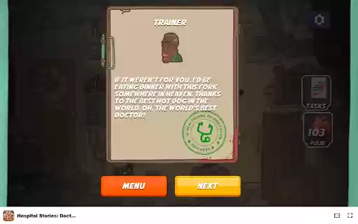 Hospital Stories: Doctor Rugby Handle absurd medical cases humorously! from Chrome web store to be run with OffiDocs Chromium online Hospital Stories: Doctor Rugby Handle absurd medical cases humorously! from Chrome web store to be run with OffiDocs Chromium online