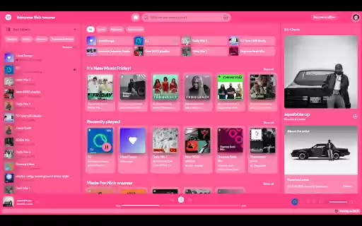 Hot Pink spotify  from Chrome web store to be run with OffiDocs Chromium online