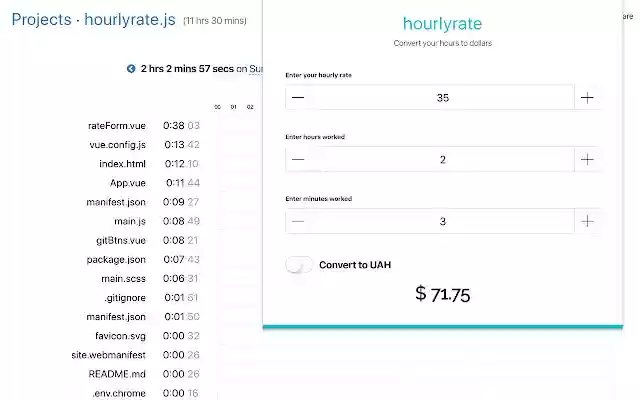 HourlyRate  from Chrome web store to be run with OffiDocs Chromium online