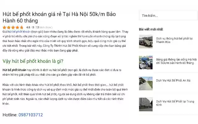 Hút bể phốt khoán  from Chrome web store to be run with OffiDocs Chromium online