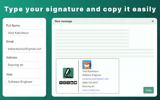 HTML Email Signature Generator  from Chrome web store to be run with OffiDocs Chromium online