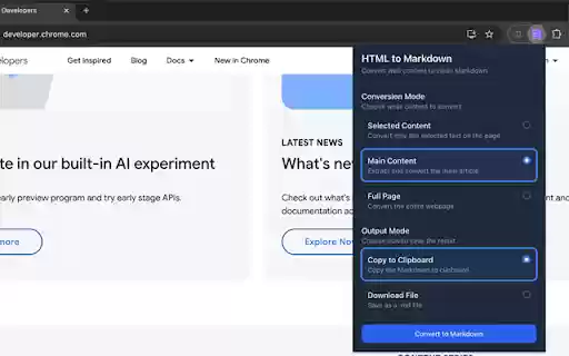 HTML to Markdown Converter from Chrome web store to be run with OffiDocs Chromium online HTML to Markdown Converter from Chrome web store to be run with OffiDocs Chromium online