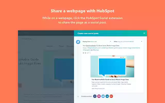 HubSpot Social מחנות האינטרנט של Chrome להפעלה עם OffiDocs Chromium באינטרנט