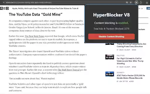 HyperBlocker  from Chrome web store to be run with OffiDocs Chromium online