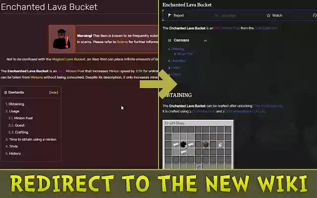 Hypixel SkyBlock Wiki Redirector  from Chrome web store to be run with OffiDocs Chromium online