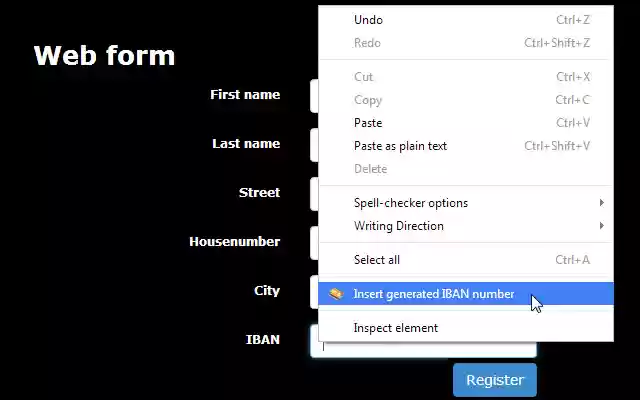 Iban generator  from Chrome web store to be run with OffiDocs Chromium online