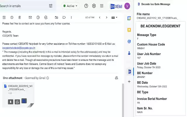 ICEGATE Message Decoder (by XEMI)  from Chrome web store to be run with OffiDocs Chromium online