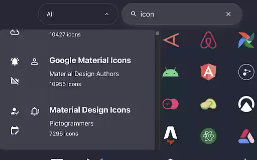 Iconify Search Extension  from Chrome web store to be run with OffiDocs Chromium online