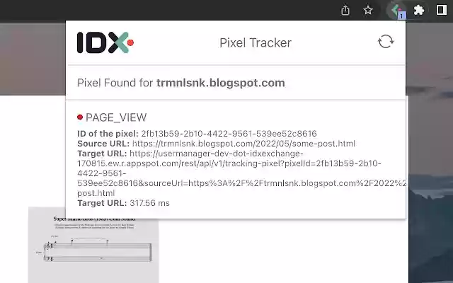 IDX Pixel Check install and events  from Chrome web store to be run with OffiDocs Chromium online