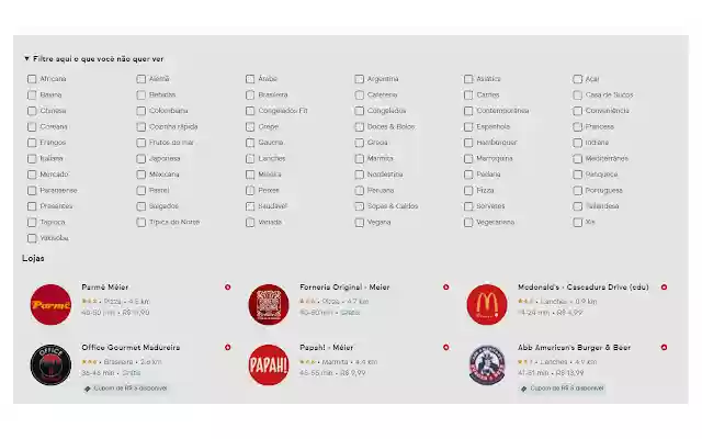 ifood Filtros Avançados from Chrome web store to be run with OffiDocs Chromium online ifood Filtros Avançados from Chrome web store to be run with OffiDocs Chromium online