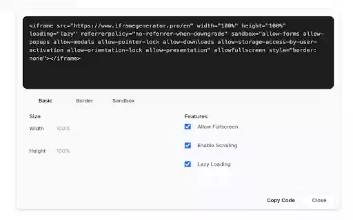 IFrame Generator  from Chrome web store to be run with OffiDocs Chromium online