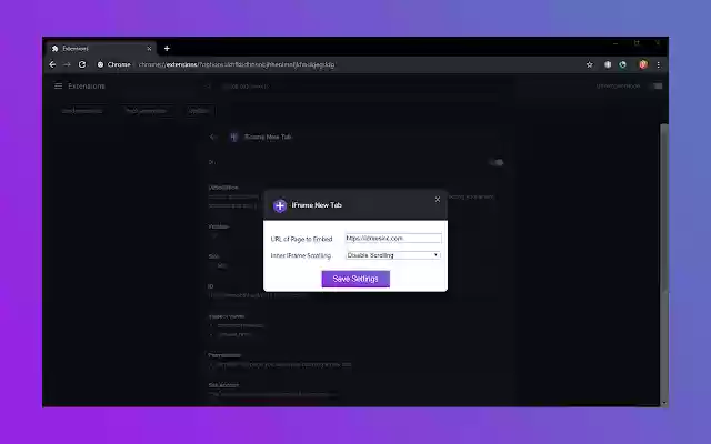 IFrame New Tab  from Chrome web store to be run with OffiDocs Chromium online