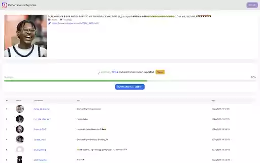 IG Comments Exporter  from Chrome web store to be run with OffiDocs Chromium online