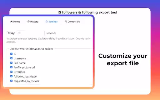 IG Exporter  Scraper: Export Instagram Followers  Following data to list  from Chrome web store to be run with OffiDocs Chromium online