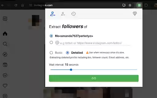 IGFET IG Follower Export Tool  from Chrome web store to be run with OffiDocs Chromium online