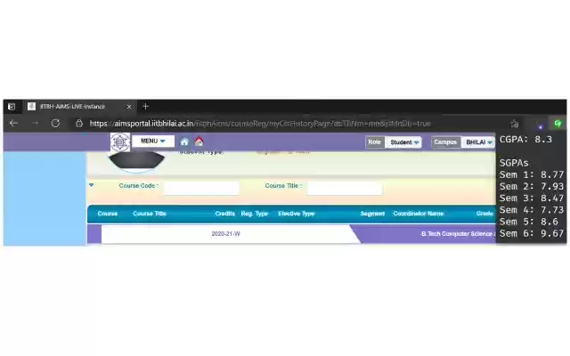 IITBh CGPA from Chrome web store to be run with OffiDocs Chromium online IITBh CGPA from Chrome web store to be run with OffiDocs Chromium online