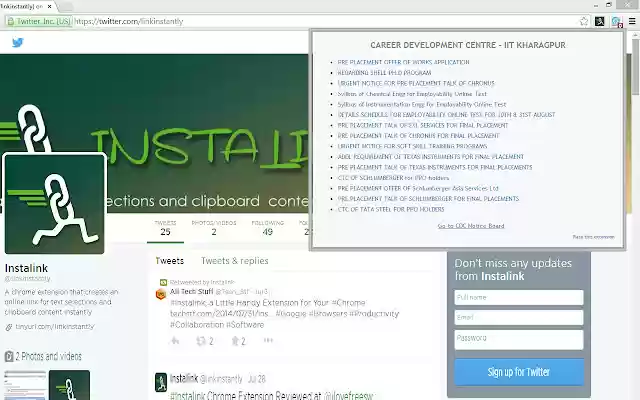 IIT Kharagpur TnP/CDC Extension  from Chrome web store to be run with OffiDocs Chromium online