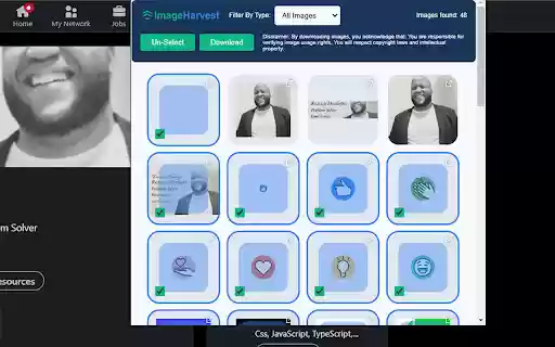 ImageHarvest  from Chrome web store to be run with OffiDocs Chromium online
