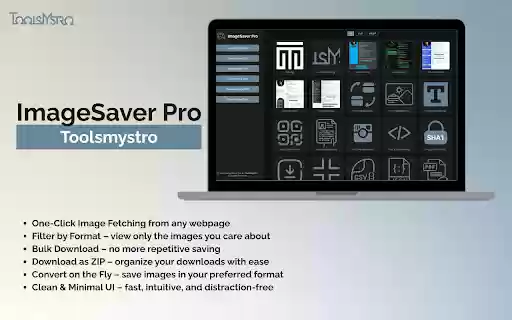 ImageSaver Pro By Toolsmystro  from Chrome web store to be run with OffiDocs Chromium online