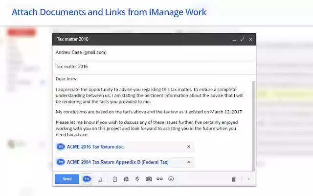 iManage Work per Gmail dal Chrome Web Store da eseguire con OffiDocs Chromium online